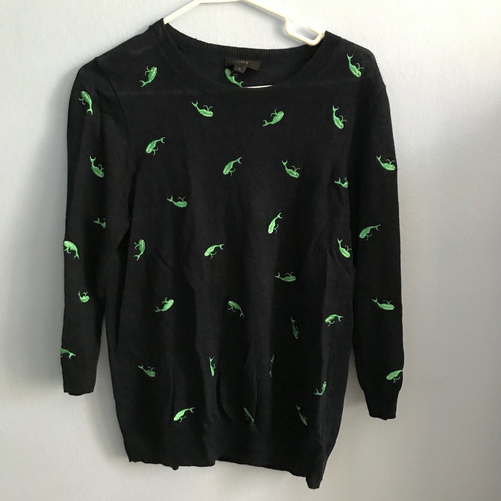 J. Crew linen top with embroidered whale print